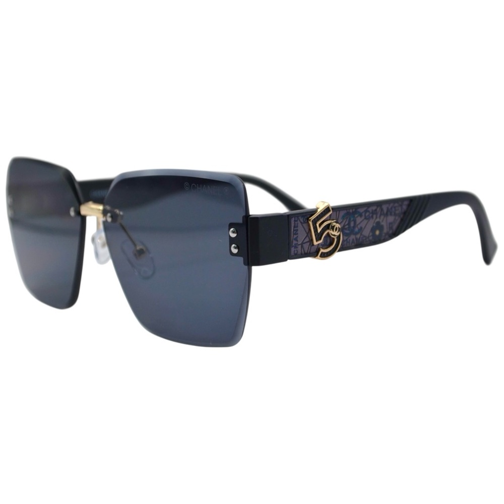 Chanel Women’s Rimless Sunglasses | Gold Bridge | Gray Solid Lens